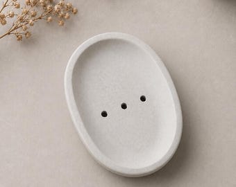 Handmade Concrete Soap Dish: Mid Century Modern Draining Soap Tray