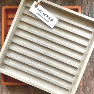 Concrete Ribbed Tray / Concrete Decorative Tray | Catch All / Trinket Tray / Concrete Candle Tray / Jewelry Tray