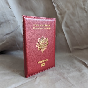 Passport protector case - French European Union red brown black