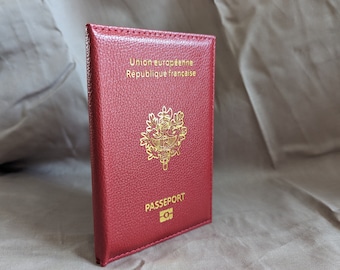 Passport protector case - French European Union red brown black