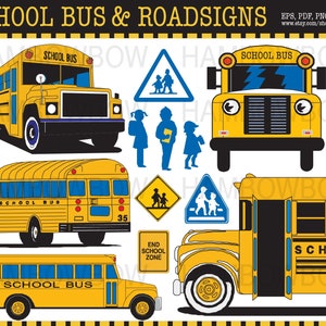 Paquete SVG de autobús escolar amarillo, regreso a clases, imágenes prediseñadas SVG de señales de tránsito para estudiantes, decoración de habitación infantil, tarjeta de cumpleaños para bebé, descarga instantánea