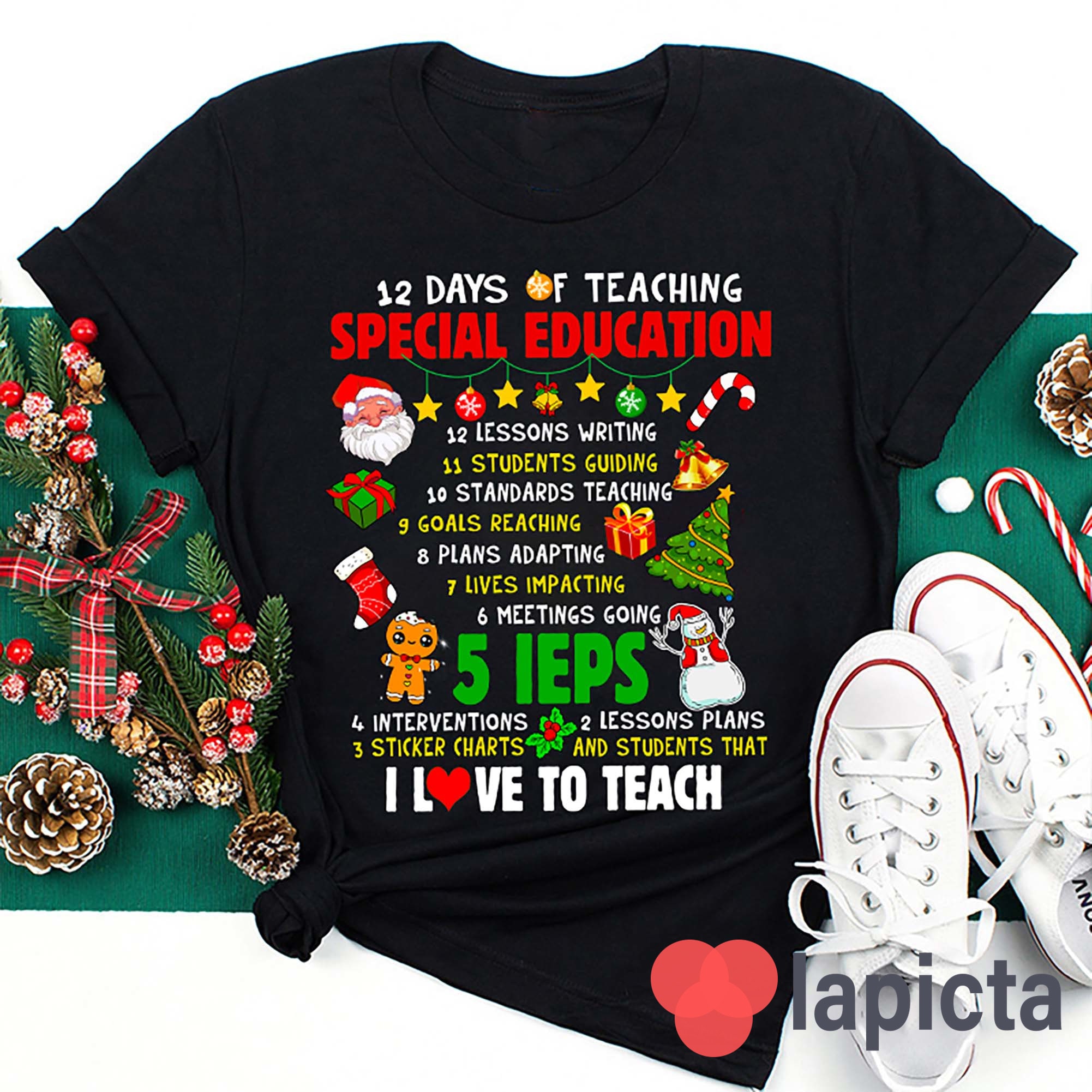 12 Days Of Teaching Special Education Teacher Elf Christmas T-Shirt 12 Days Of Teaching Special Education Teacher Elf Christmas T-Shirt