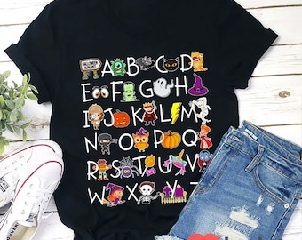 Halloween Alphabet T-Shirt, Funny Halloween Shirt, Alphabet Shirt, Kindergarten Shirt, Teacher Shirt, Gift For Teacher
