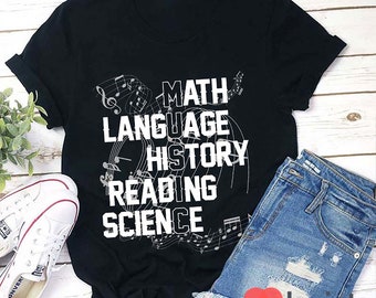 Wiskunde Taal Geschiedenis Lezen Wetenschap Leraar T-shirt, Wiskunde Shirt, Leraar Leven Shirt, Kleuterschool Shirt, Leraar Shirt, Cadeau voor leraar