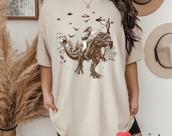 Jesus Riding Dinosaur T-Shirt, Funny Offensive UFO Vintage Shirt, Jesus Shirt, Dinosaur Shirt, Jesus Lover Shirt