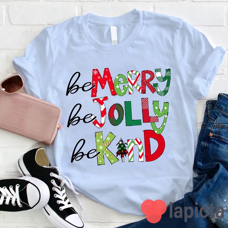 Var glad, var glad, var snäll, lärare, t-shirt, var snäll, jultröja, lärartröja, present till lärare bild 4