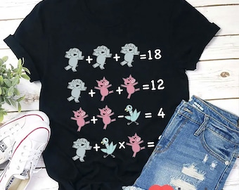 Elephant And Piggie Math Addition Teacher T-Shirt, Funny Pigeon Shirt, Kindergarten Shirt, Teacher Shirt, Gift For Teacher