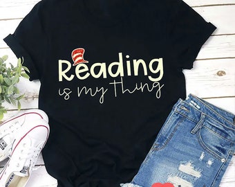 Reading Is My Thing Red Hat Teacher T-Shirt, Book Shirt, Book Lover Shirt, Teacher Shirt