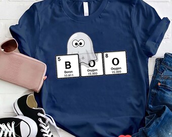 Learn Chemistry With Ghosts Shirt, Funny Science Halloween Teacher T-Shirt, BOO Periodic Table Ghost Tee, Spooky Classroom Outfit