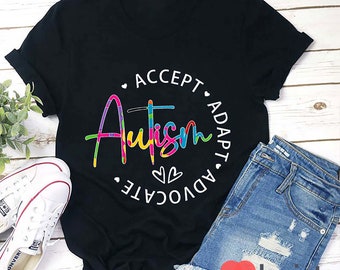 Autisme accepteren aanpassen advocaat leraar T-shirt, autisme shirt, leraar leven shirt, kleuterschool shirt, leraar shirt, cadeau voor leraar