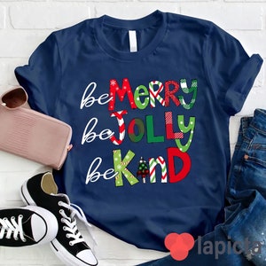 Var glad, var glad, var snäll, lärare, t-shirt, var snäll, jultröja, lärartröja, present till lärare bild 2