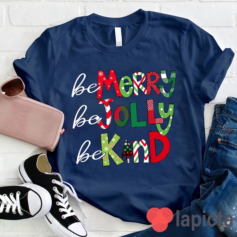 Var glad, var glad, var snäll, lärare, t-shirt, var snäll, jultröja, lärartröja, present till lärare bild 2