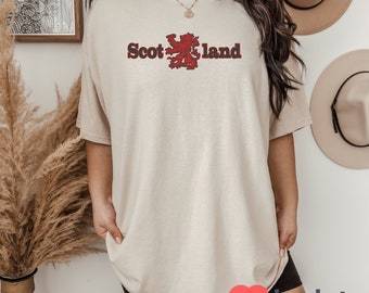 Camiseta vintage con león escocés, camiseta con gráfico de la bandera escocesa, camiseta de Escocia