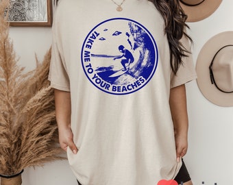 Surfing Alien T-Shirt, Cool Surf Shirt, Vintage Retro UFO Surfer Shirt, Alien Shirt, Alien Gifts