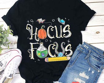 Hocus Focus Teacher Shirt, Funny Science Halloween T-Shirt, Cute Classroom Pumpkin Potion Tee, Spooky October Teacher Outfit