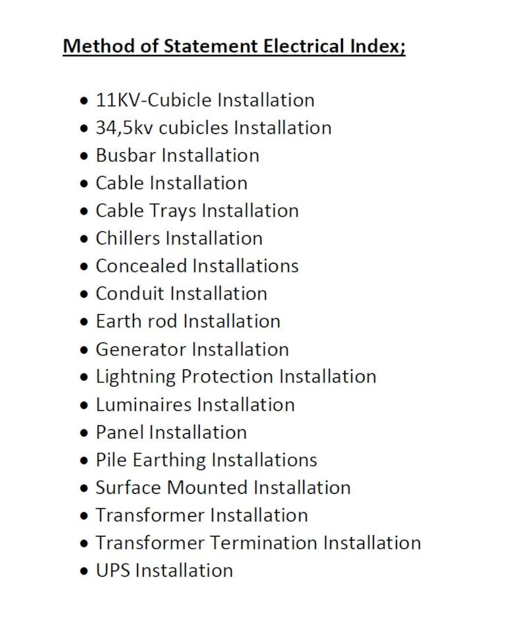Method of Statement Electrical example Etsy