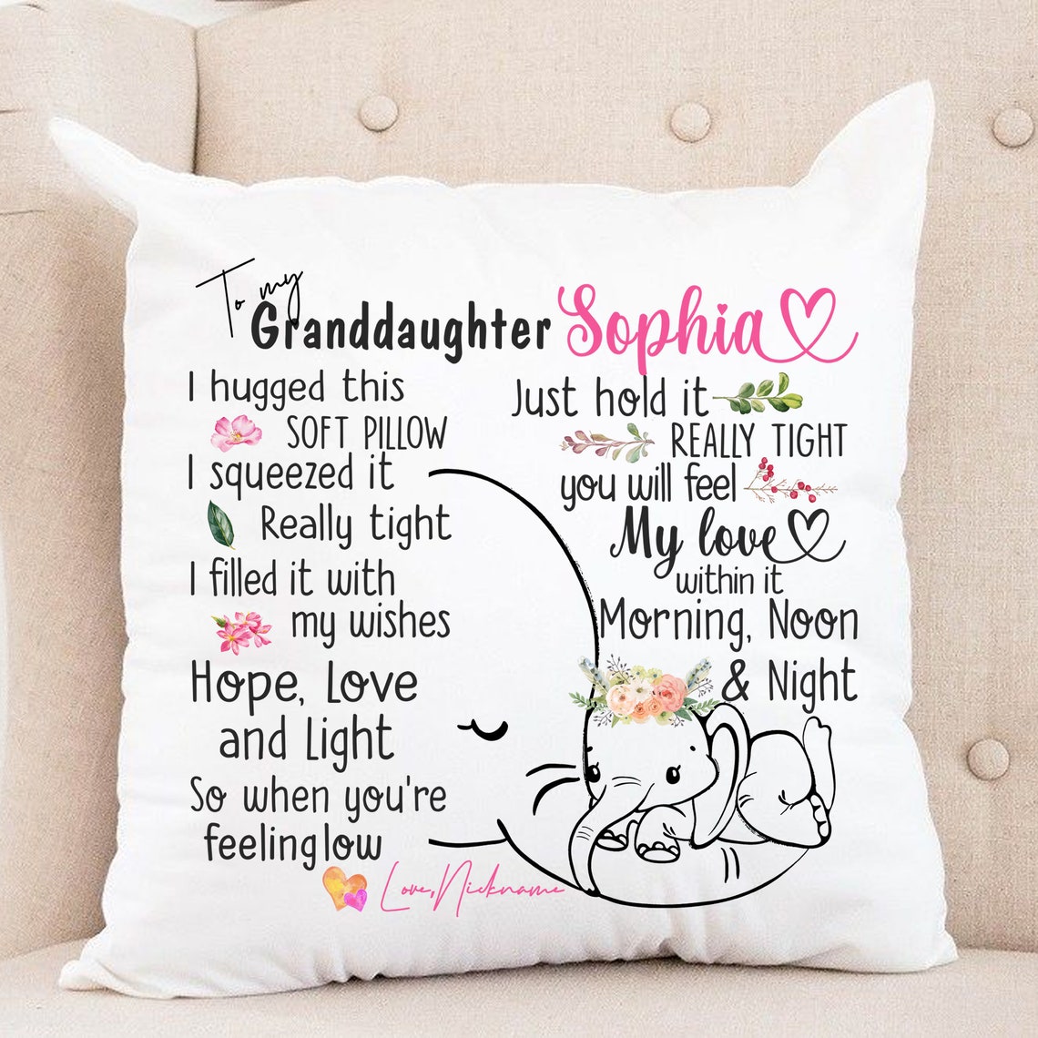 To My Granddaughter I hugged This Soft Linen Pillow Gift for Etsy