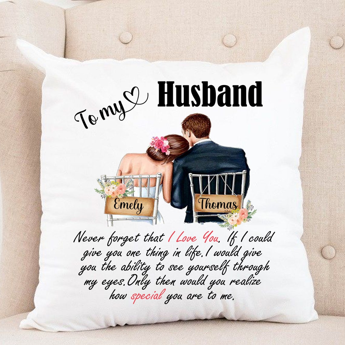 Personalized To My Husband Pillow Love Letter Pillow Pillow Etsy