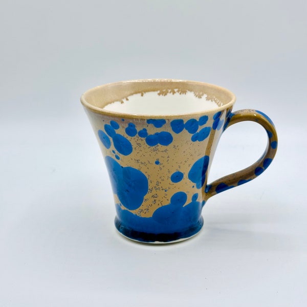 Pottery blue mug, crystalline mug, coffee mug, tea cup, cafe mug