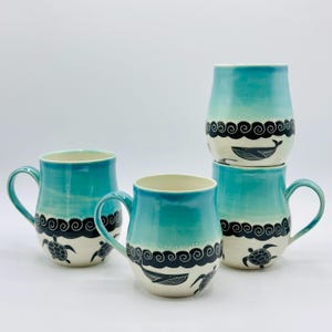 Ready to ship : Handmade whale ceramic Mug, whale mug for gift, Ocean Pottery Coffee Cup, Nautical coffee gift for sea lover