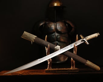 トルコアンティークオブジェ オスマン剣 手作りのズルフィカル剣：彫刻が施されたトルコのオスマン帝国の剣