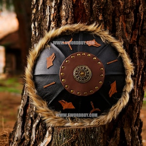 Handmade Leather War Shield: Ottoman Turkish Home Decor (44cm)