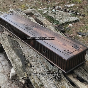 Caja de espada, caja de espada estampada hecha a mano, caja de regalo, caja de madera