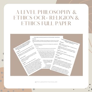 Philosophy & Ethics FULL PAPER 2: Religion and ethics Essay Plans OCR