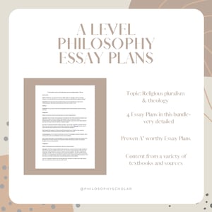Religious Pluralism and Theology ESSAY PLANS- Philosophy & Ethics A Level OCR