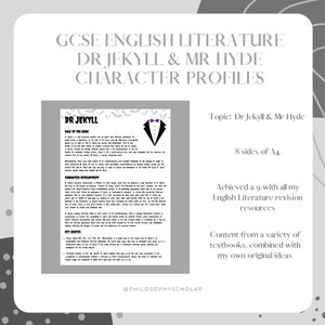 Dr Jekyll & Mr Hyde Character Profiles GCSE English Literature