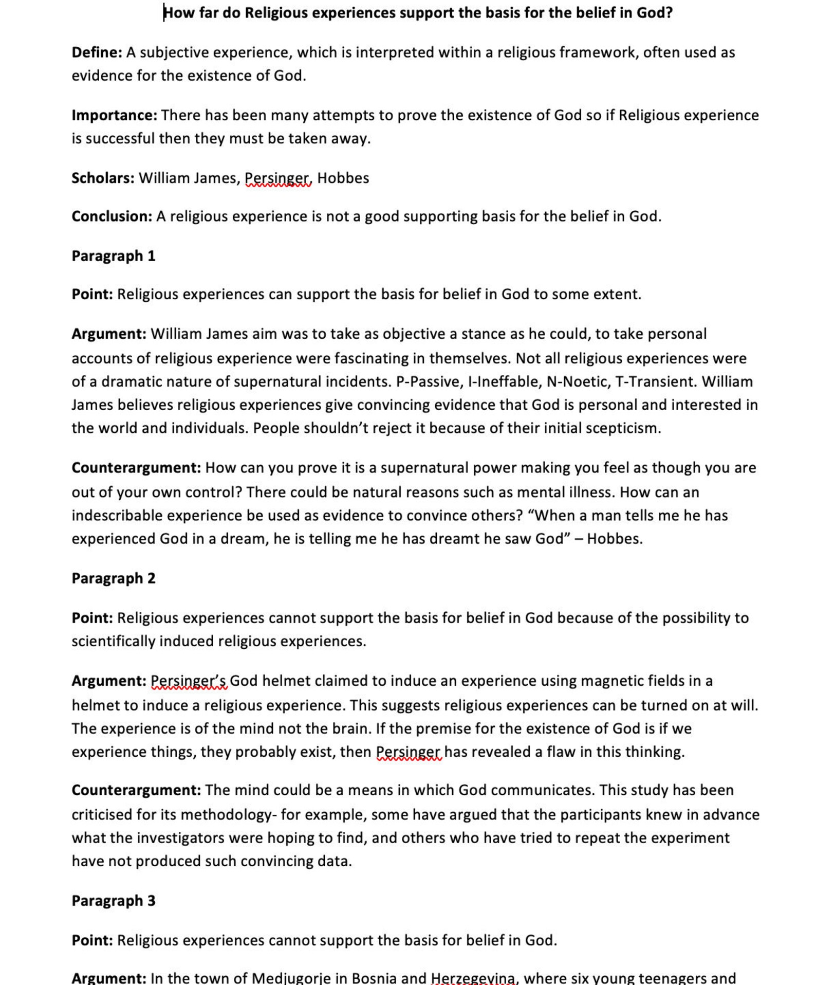 personal religious experience essay