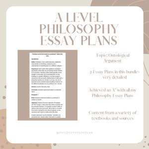 May include: A Level Philosophy Essay Plans with the text "'Existence cannot be treated as a predicate' -  Anselm the  Fool" and "Topic: Ontological Argument" and "2 Essay Plans in this bundle - very detailed" and "Achieved an 'A' with all my Philosophy Essay Plans" and "Content from a variety of textbooks and sources" and "@PHILOSOPHYSCHOLAR".