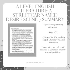 A Streetcar Named Desire Scene 7 Summary Sheet (A Level)