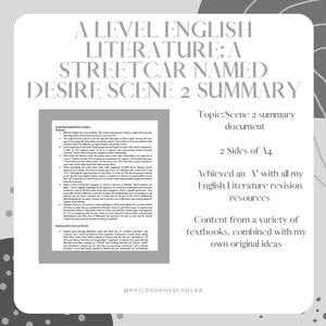 A Streetcar Named Desire Scene 2 Summary Sheet (A Level)