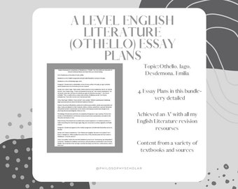OTHELLO ESSAY PLANS A Level English Literature (Characters) (Edexcel)