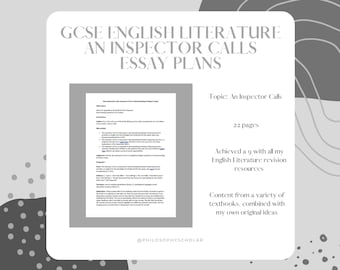 An Inspector Calls Essay Plans GCSE English Literature (Characters and Themes)