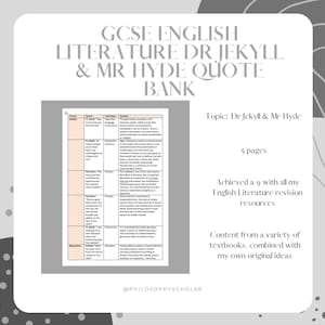 Dr Jekyll & Mr Hyde Quote Bank GCSE English Literature