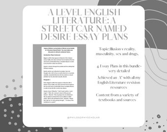 A Streetcar Named Desire ESSAY PLANS A Level English Literature (Themes) (Edexcel)