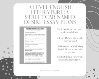 A Streetcar Named Desire ESSAY PLANS A Level English Literature (Themes) (Edexcel) PART 2