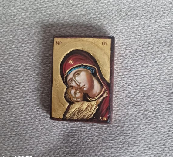 聖母マリアと幼子とキリストのイコン、ベルベット、21 cm 聖母マリアと幼子とキリストのイコン、ベルベット、21 cm