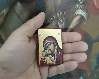 Icon of Virgin Mary with Child Jesus Christ.Small Icon