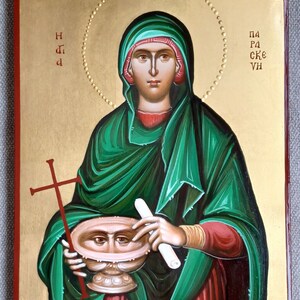 Saint Paraskevi (Αγία Παρασκευή) Greek Orthodox   Byzantine Christian  Icon on Wood