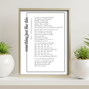 Something Just Like This Song Poster Song Lyrics Wall Art | Etsy