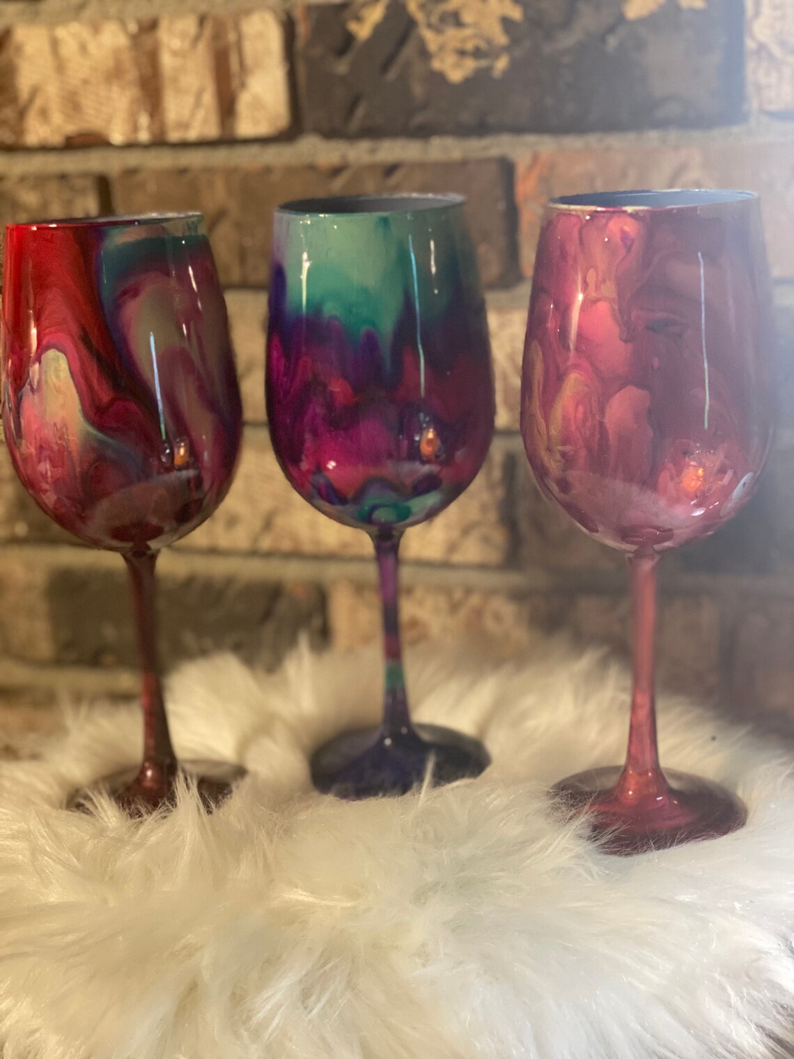 Alcohol Ink Wine Glass Wine Glass Milky Way Custom Wine Etsy
