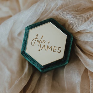Personalized Hexagon Velvet Ring Box: Wedding Engagement Gift
