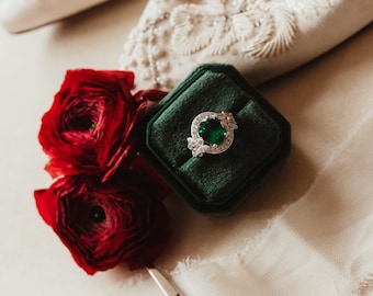 Velvet Ring Box for Wedding Flat Lay Styling