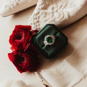 Samt Ring Box für Hochzeit Flat Lay Styling