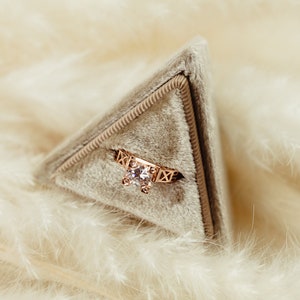 Engagement Ring Box, Velvet Ring Box, Proposal Ring Box, Triangle Ring Box, Jewelry Box, Vintage Ring Box, Flat Lay Styling for Wedding