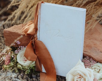 White Velvet Vow Book with Silk Ribbon: Wedding Keepsake