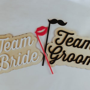 Wedding Photo Booth Props: Team Bride & Groom Acrylic Signs - Etsy